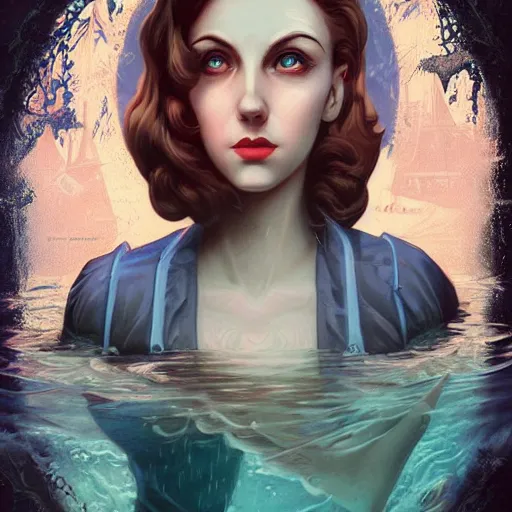 Image similar to lofi underwater victorian bioshock portrait, Pixar style, by Tristan Eaton Stanley Artgerm and Tom Bagshaw.