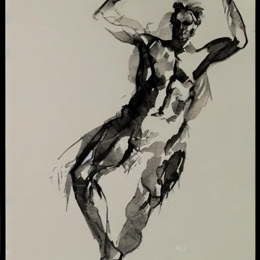 Image similar to ink water wash gesture drawing by an old master