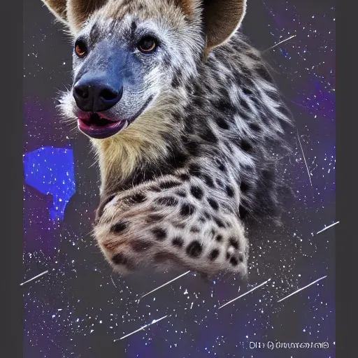 Image similar to hyena in space