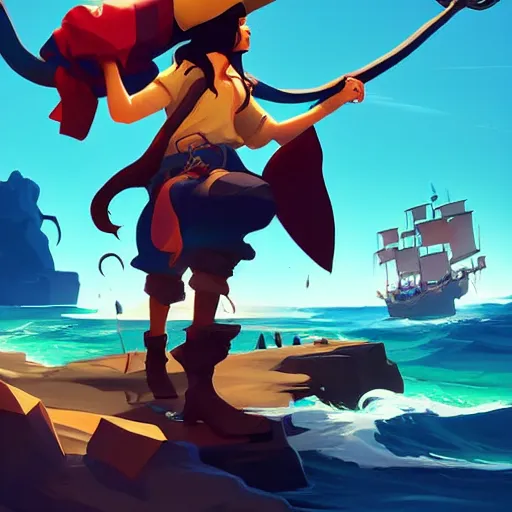 Image similar to painting treasure on sea of thieves game smooth median photoshop filter cutout vector, behance hd by jesper ejsing, by rhads, makoto shinkai and lois van baarle, ilya kuvshinov, rossdraws global illumination