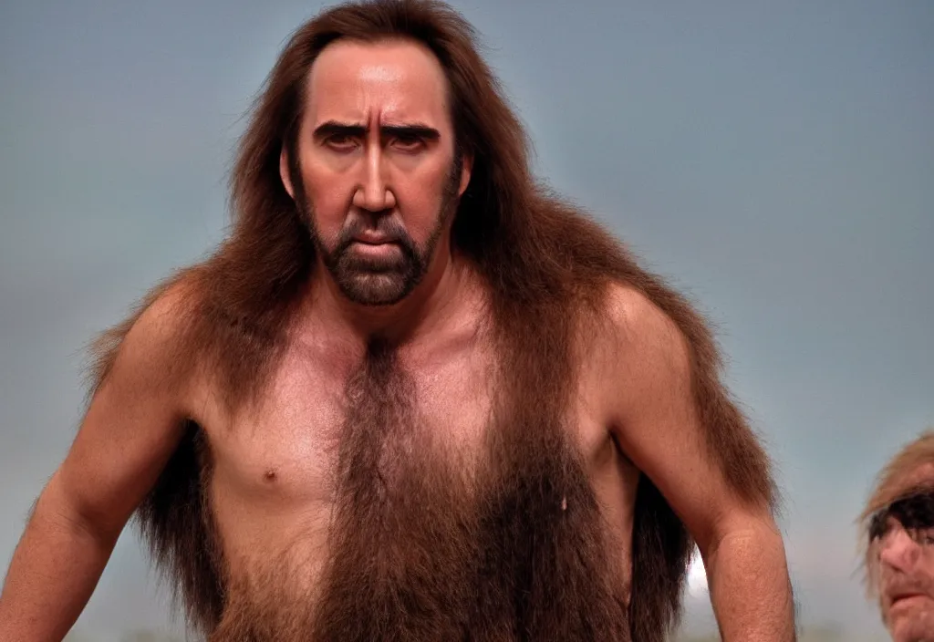 Image similar to nicholas cage as a caveman