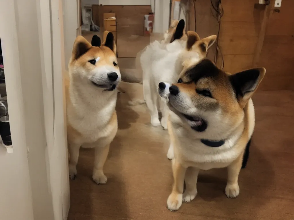 Image similar to shiba inu in the backrooms