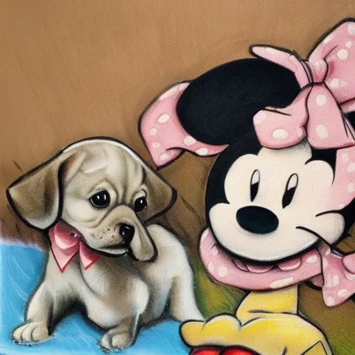 Image similar to a cute puppy in disney art