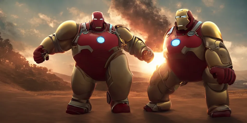 Prompt: obese rotund ironman, cinematic shot