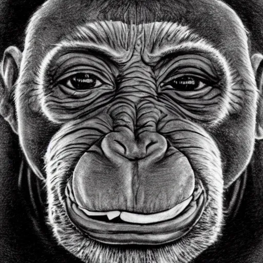 Prompt: Joe Rogan as a half monkey talking into a microphone, single subject, portrait, intricate, highly detailed, concept art, smooth, sharp focus, pencil art