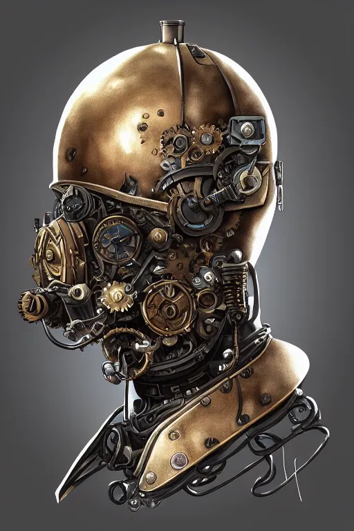 Image similar to steampunk helmet fantasy art mask robot ninja stylized digital illustration sharp focus, elegant intricate digital painting artstation concept art global illumination ray tracing advanced technology chaykin howard and campionpascale and cooke darwyn and davis jack