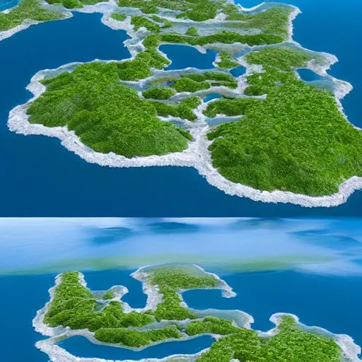 Prompt: the weeping strand archipelago is a chain of small islands located in the gulf of tears, off the coast of the continent of terokkar. the islands are lush and green, and are home to a variety of plant and animal life. the archipelago gets its name from the many waterfalls that cascade down the cliffs into the gulf.