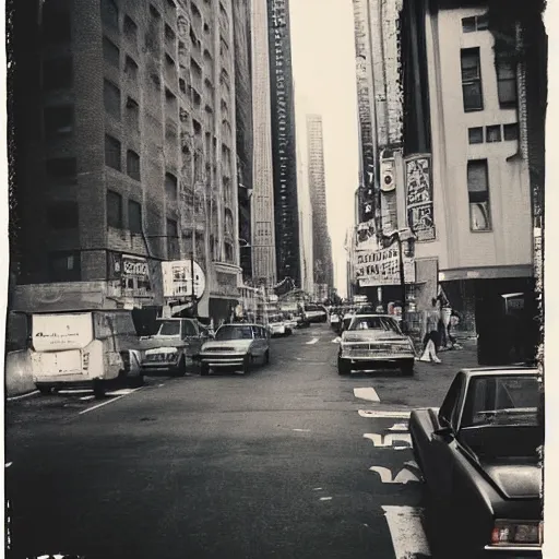 Prompt: New York City 1977, seedy streets, Polaroid