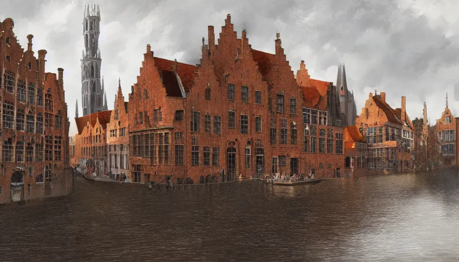 Prompt: Digital painting of Bruges, hyperdetailed, artstation, cgsociety, 8k