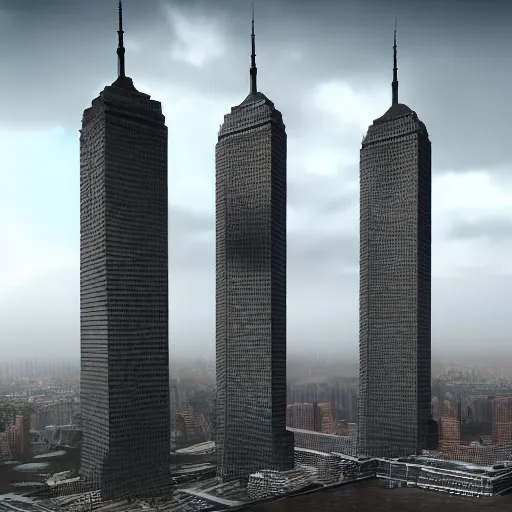 Image similar to the twin towers, photorealistic, extreme detail, beautiful, 8 k,
