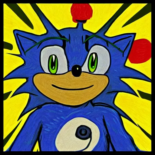 Image similar to “sonic the hedgehog, by Vincent Van Gogh”