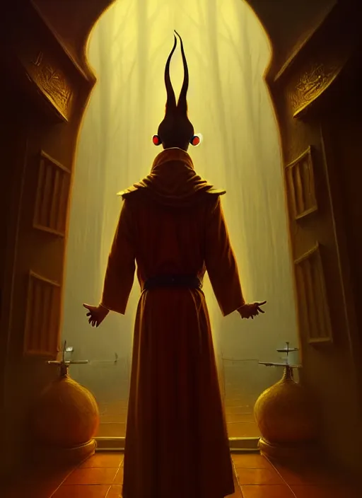 Image similar to surrealistic portrait of anthropomorphic caracal in golden priest clothes wearing vr in orthodox church, bokeh, foggy, dynamic lighting, darkness, ambients, dramatic, foggy, heavy bokeh and blur, cinematic, depth of field, art by bussiere rutkowski andreas rocha