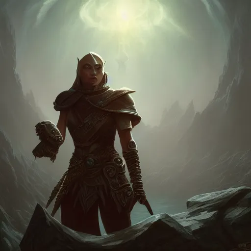 Image similar to A map of Tamriel cover art, ultra wide lens shot, matte fantasy painting, eerie, DeviantArt Artstation, by Jason Felix by Steve Argyle by Tyler Jacobson by Peter Mohrbacher, cinematic lighting