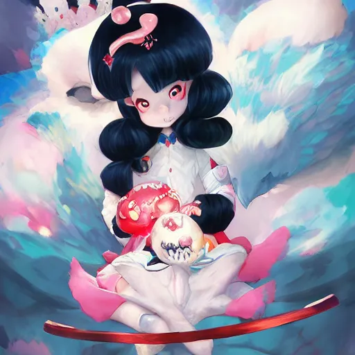 Image similar to Kuromi sanrio by Stanley Artgerm Lau, WLOP, Rossdraws, James Jean, Andrei Riabovitchev, Marc Simonetti, Yoshitaka Amano, ArtStation, CGSociety,