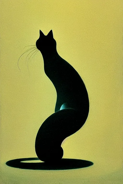 Image similar to cat logo, edward hopper and james gilleard zdzislaw beksisnski higly detailed