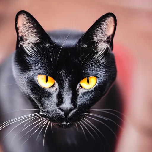 Image similar to black cat with red!!! eyes!!!, canon eos r 3, f / 1. 4, iso 2 0 0, 1 / 1 6 0 s, 8 k, raw, unedited, symmetrical balance, in - frame