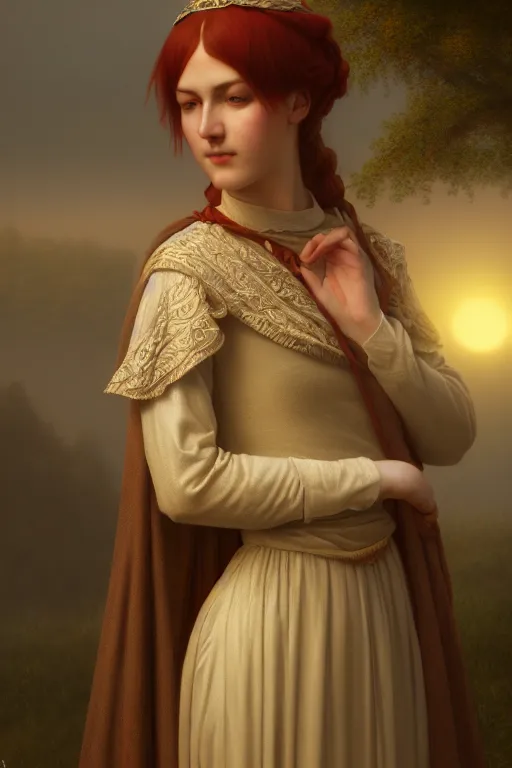 Prompt: One Thousand Years Of Longing,illustration, soft lighting, soft details, painting oil on canvas by Edmund Blair Leighton and Charlie Bowater octane render, HDR, trending on artstation, 4k, 8k, HD