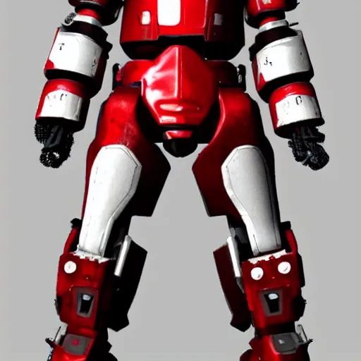 Image similar to futuristic red and white mech armor