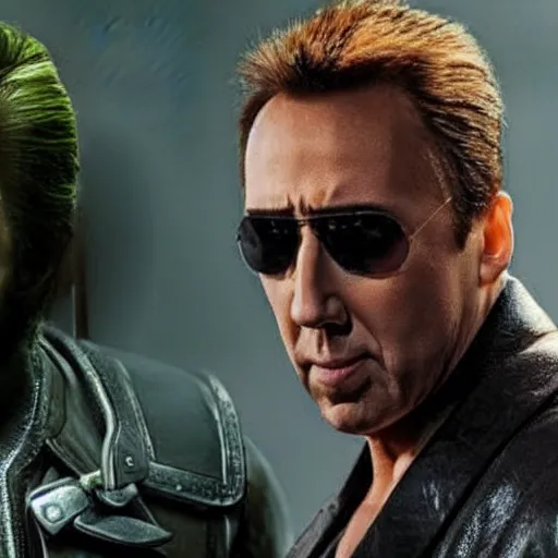 Image similar to Nicholas Cage as Johnny Cage, mortal kombat