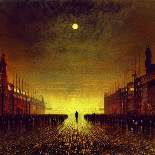 Prompt: a painting of nuclear apocalypse, by John Atkinson Grimshaw