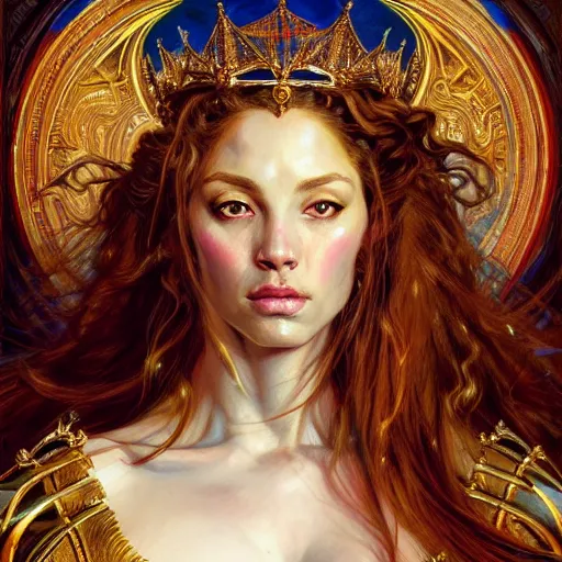 Prompt: highly detailed portrait of a majestic lioness queen in the form of a beautiful woman. d & d. art by eugene delacroix, donato giancola, anna dittmann, arthur adams. trending on artstation, intricate details, energetic composition, golden ratio, concept art, illustration, elegant art, global illuminaition