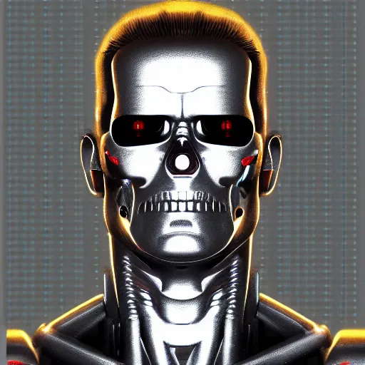 Image similar to portrait of terminator, circuit board background, soft light, 4 k, very detailed, artstation