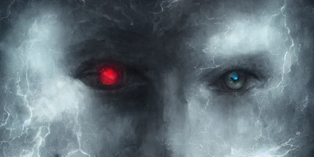 Prompt: eyes watches you in the storm of the dead, artstation