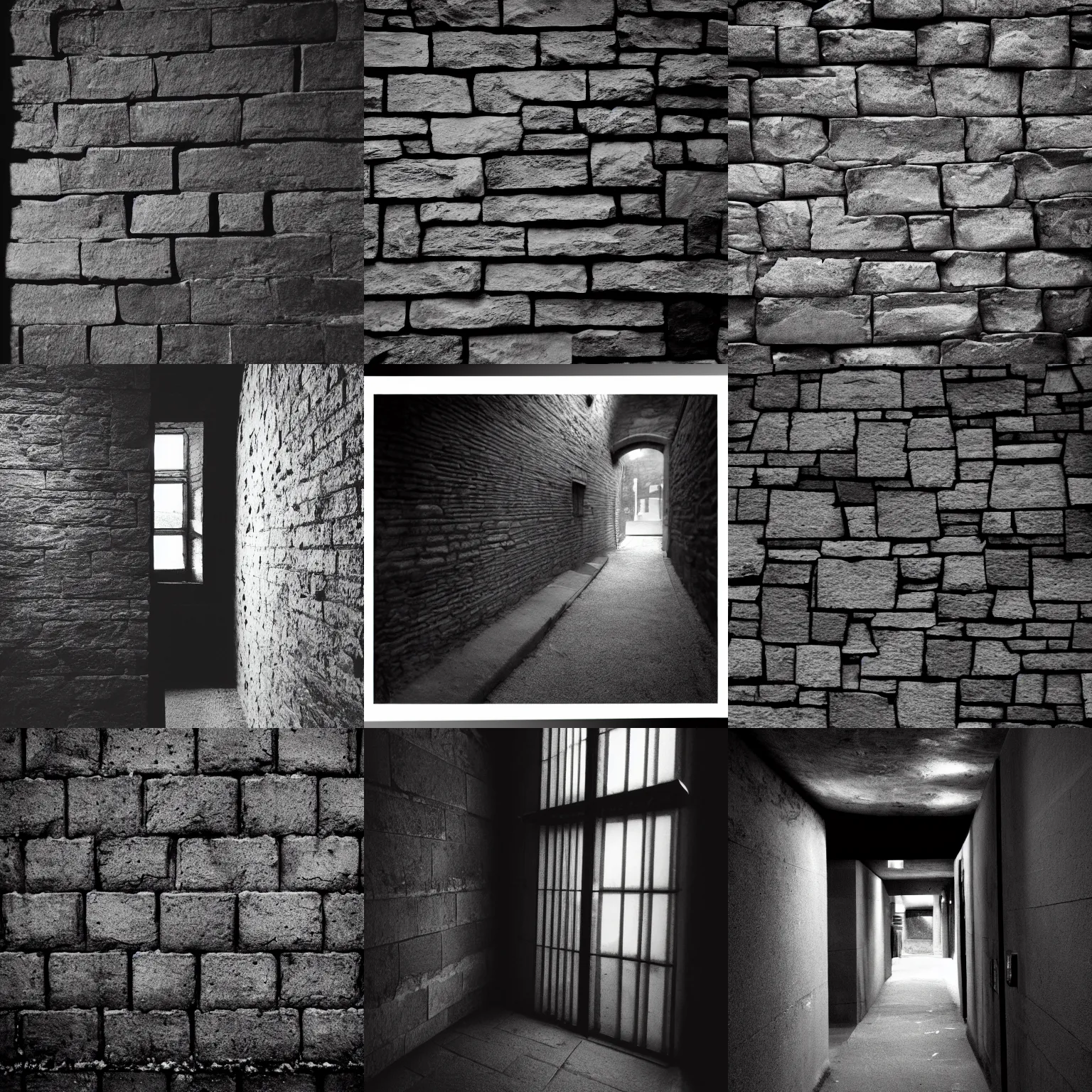 Prompt: dark room, gray stone wall, gloomy, oppressive, midnight, shadows, low brightness, low gamma