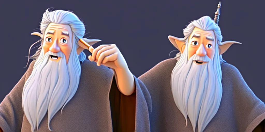 Prompt: a wholesome animation key shot of a gandalf the grey studio ghibli pixar and disney animation sharp render