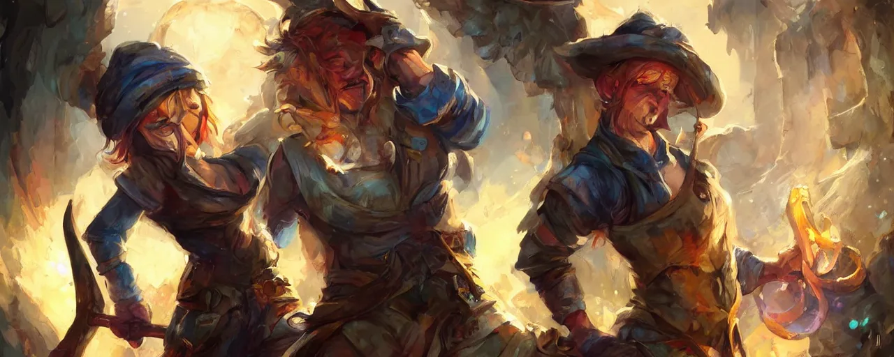 Prompt: blacksmith hard at work, fantasy splash art, promotional art, detail face, grimace, style Charlie Bowater, dutch angle, colorful and expressive