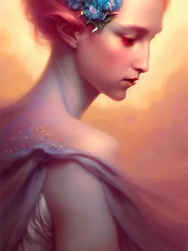 Image similar to the fairy queen by james jean, charlie bowater, tom bagshaw, nikolay makovsky : : ethereal, magical, portrait, character design, illustration, hyperrealism, photorealism, digital art, concept art, fantasy, whimsy, weta, wlop, artstation