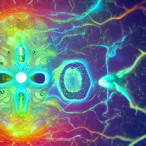 Image similar to organic machine learning how to evolve in earth and astral realm, realistic and hyper detailed photography, about symbiosis with, biological studium, 4 k, high quality image