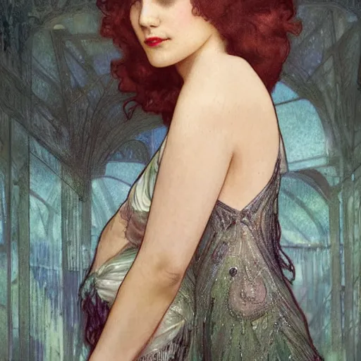 Prompt: full figure ultra realistic illustration, aurora perrineau wearing a 1 9 2 0 s flapper dress, 1 9 2 0 s hair, 1 9 2 0 s brooklyn, intricate, elegant, highly detailed, digital painting, artstation, concept art, smooth, sharp focus, illustration, art by artgerm and greg rutkowski and alphonse mucha