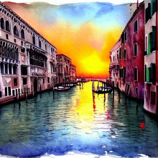 Image similar to venice at sunrise. watercolor. trending on artstation.