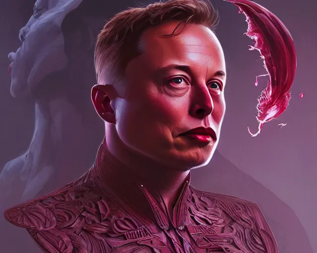 Prompt: elon musk in the image of beetroot, with burgundy skin, deep focus, d & d, fantasy, intricate, elegant, highly detailed, digital painting, artstation, concept art, matte, sharp, illustration, art by artgerm and greg rutkowski and alphonse mucha