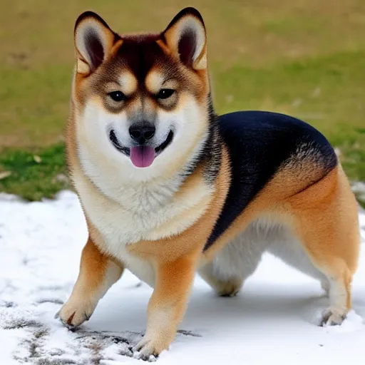 Image similar to crossbreed of a shiba inu and welsh corgi pembroke, photo