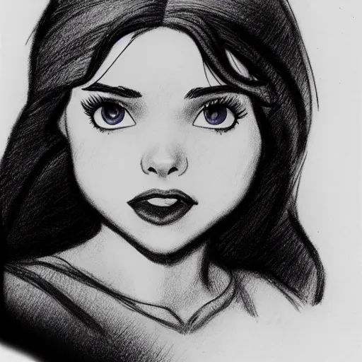 Image similar to milt kahl pencil sketch of chloe grace moretz as disney snow white