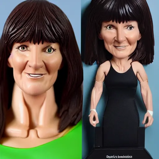 Image similar to a davina mccall action figure, realistic, plastic, soft,