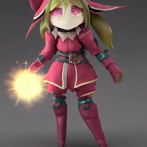 Image similar to cute fumo plush of an elven sapper with a glowing magical explosive, mage engineer, anime girl, vray