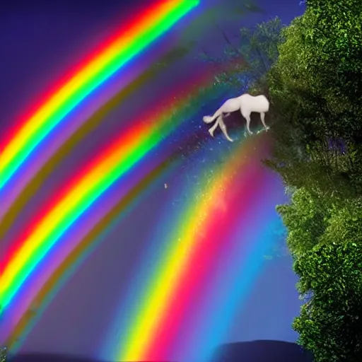 Prompt: guy vapes rainbows while riding a unicorn, hyper realistic, award winning photography, 8k, colourful,