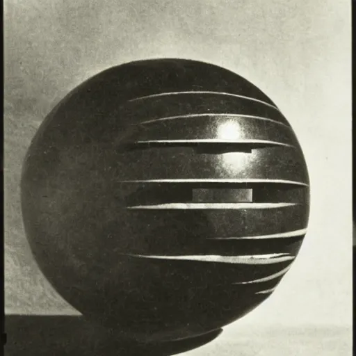 Prompt: a rizom lost film footage of a sphere ethnographic object in the middle of the tropical jungle / object / abstract / modernism / film still / cinematic / enhanced / 1 9 2 0 s / black and white / grain