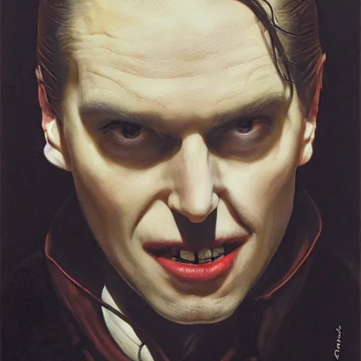 Prompt: portrait of a vampire in the darkness, detailed, centered, digital painting, artstation, concept art, donato giancola, Joseph Christian Leyendecker, WLOP, Boris Vallejo, Annie Leibovitz and Steve McCurry, David Lazar, Jimmy Nelsson, Breathtaking, 8k resolution, extremely detailed, beautiful, establishing shot, artistic, hyperrealistic, beautiful face, octane render