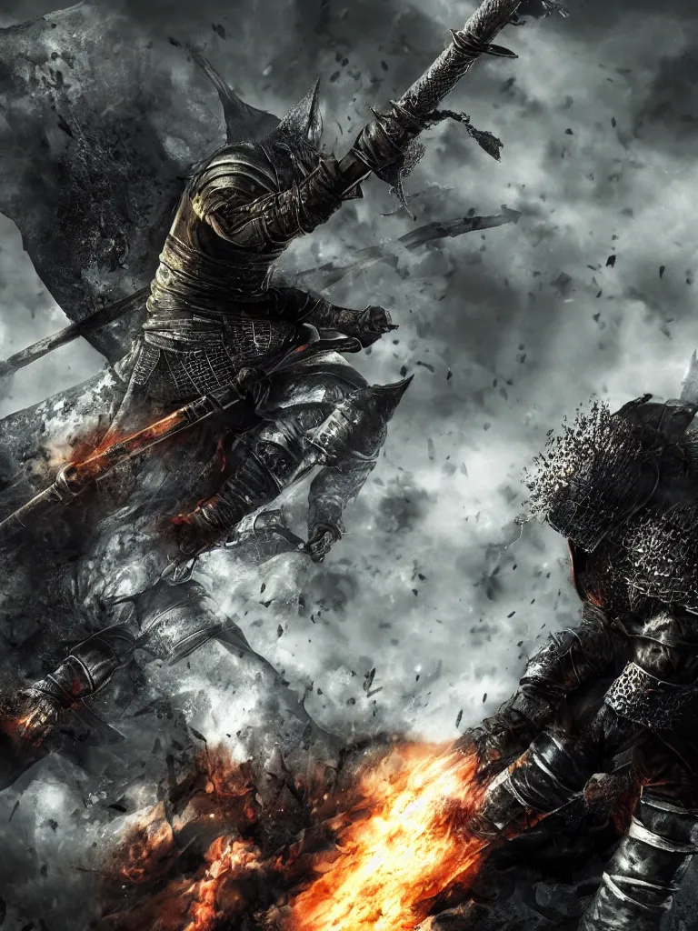 Image similar to dark souls 3 in battlefield 3 poster style