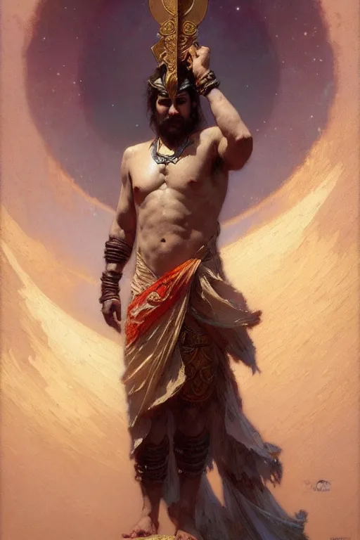 Prompt: god of moon, male character design, painting by gaston bussiere, craig mullins, greg rutkowski, alphonse mucha, trending on artstation