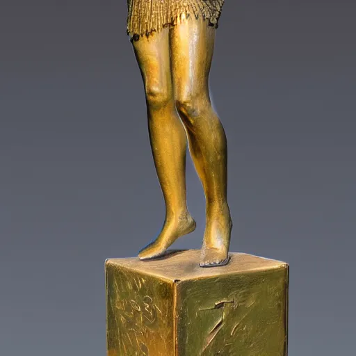 Prompt: detailed photo of old brass patina statue of most famous woman, full body portrait, various bending poses, photorealism, intricate detail, museum diffuse lighting