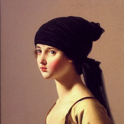 Prompt: a beautiful girl by jacques - louis david