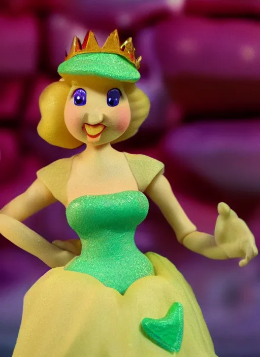 Image similar to claymation figure of princess peach