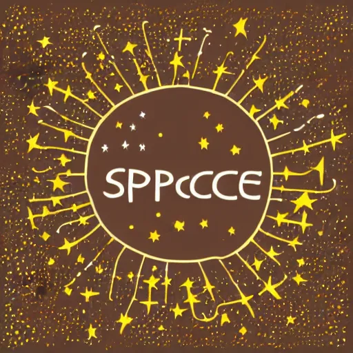 Prompt: the word space with characters composed by small particles like stars in the night