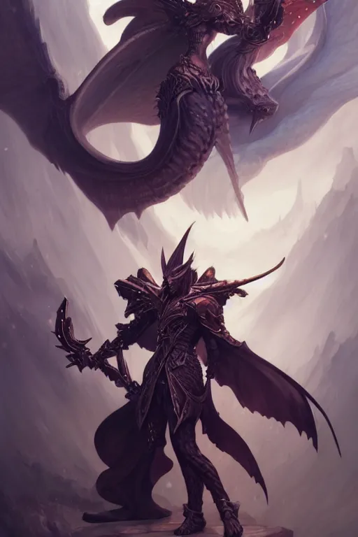 Image similar to a full body portrait of mixed final fantasy bahamut and odin, fantasy, sharp focus, intricate, elegant, digital painting, artstation, matte, highly detailed, concept art, illustration, ambient lighting, art by peter mohrbacher, johannes voss, artgerm