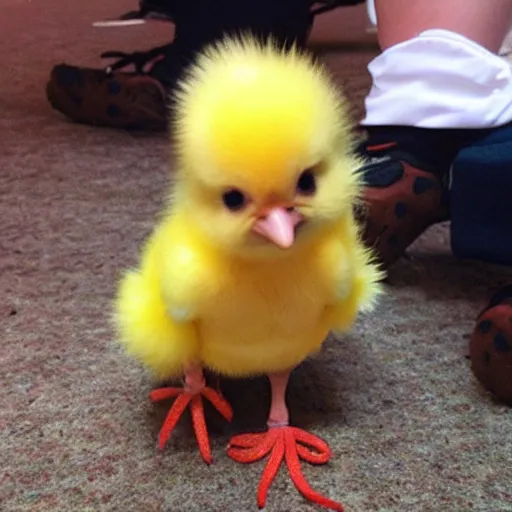 Image similar to cute baby chick dressed as an inmate